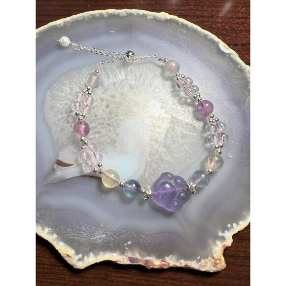 Fluorite Paw Bracelet with adjustable chain - Picture 1 of 4